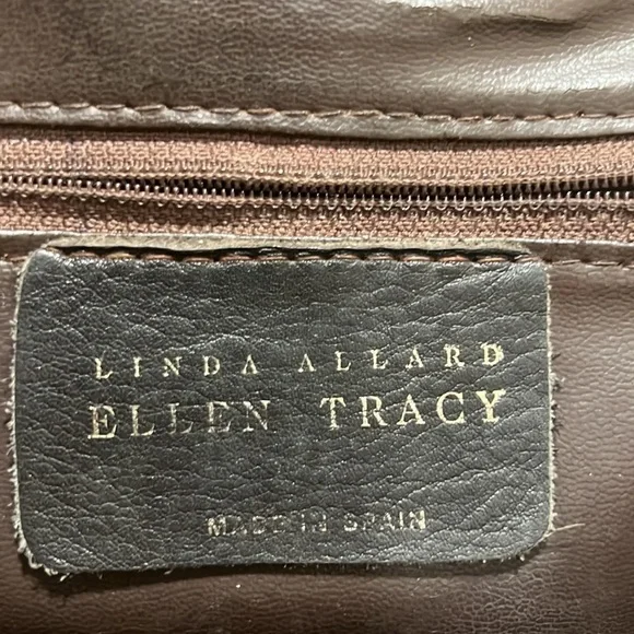 𝅺VINTAGE Ellen Tracy Linda Allard Shoulder Bag Woven Leather Snap Closure - Picture 11 of 12